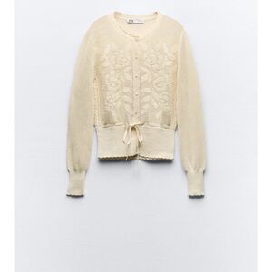 Zara ROMANTIC POINTELLE KNIT CARDIGAN